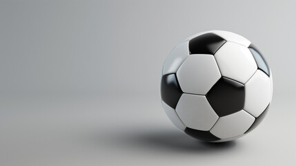 Obraz premium Classic Soccer Ball on Neutral Background Black and White Football Close-Up
