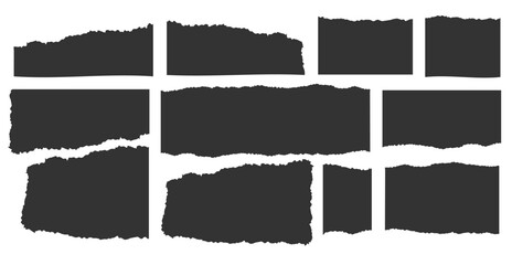 Jagged rectangle. Set of Paper torn, jagged edge rectangle shape. Rectangle torn paper shape. Headline, calligraphy border, isolated grunge header background. Rough edge rectangle frame. Vector