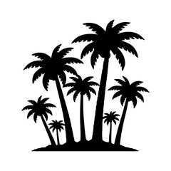 Tropical palm trees silhouette with transparent background