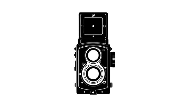 Vintage twin lens reflex camera with transparent background