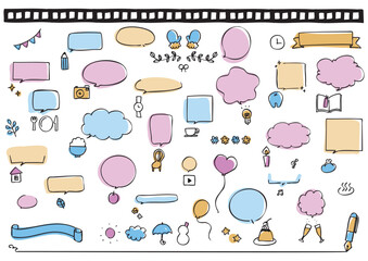 カラフル手描きふきだしセット