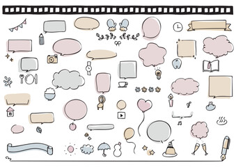 くすみカラーのふきだしセット