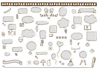 手描きのふきだしフレームセット
