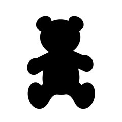Teddy bear silhouette on a white background for children's books and art