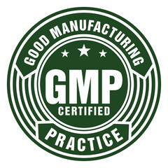 GMP. Good Manufacturing Practice certified round stamp vector template