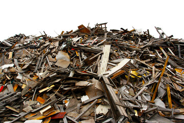 Pile of wood, trash from building construction