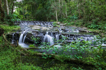 Samlan Waterfall, tier 3, tropical waterfall in lush green forest of Thailand.