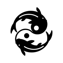 Yin and yang fish with transparent background