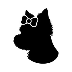 Yorkshire terrier head silhouette with transparent background