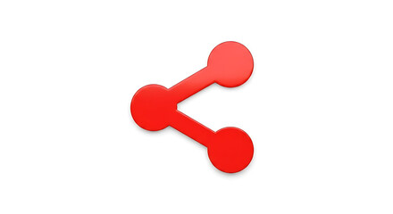Isolated red share icon on a white background representing connection and distribution online ai generated