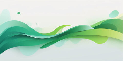 Obraz premium Smooth waves of light green and blue artfully curve in a fluid pattern, creating a vibrant, abstract background for a nature-inspired design