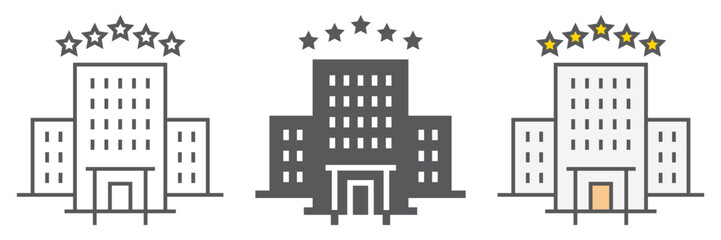 Naklejka premium Hotel icon, tourism and travel, hotel sign vector graphics, a linear icon on a white background, eps 10.