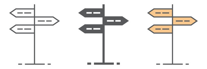 Signpost icon, post and arrow, road sign vector graphics, a linear icon on a white background, eps 10.