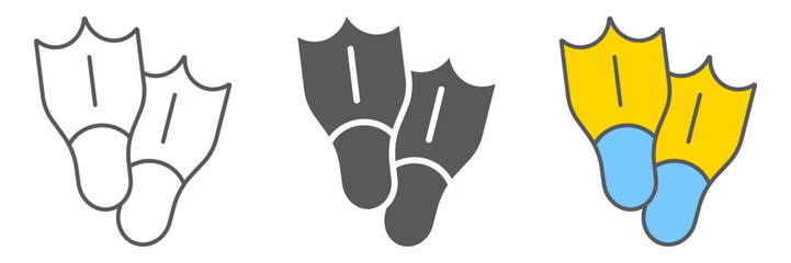 Diving flippers icon, tourism and diving, swimming flippers sign vector graphics, a linear icon on a white background, eps 10. © amin268