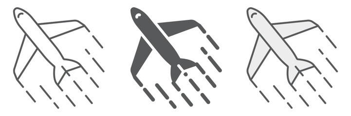 Airplane icon, tourism and travel, aircraft sign vector graphics, a linear icon on a white background, eps 10.