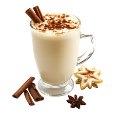 Delicious Eggnog Beverage with Cinnamon and Festive Decorations