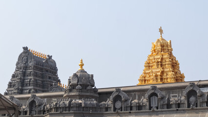 Fototapeta premium Newly Built Yadagirigutta Sri Lakshmi Narasimha Swamy Devasthanam, Famous Temple Near Hyderabad, Yadagirigutta, Hyderabad, Telangana, India.