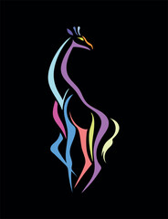 Colorful Giraffe Abstract Art Vector Illustration

