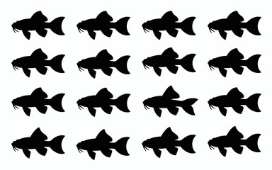 Vector art of various corydoras fish silhouettes