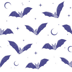 Bat, seamless pattern, hand drawn