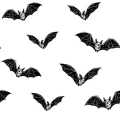 Bat, seamless pattern, hand drawn