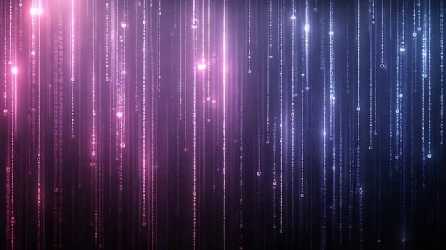 Digital Rain Purple and Blue Binary Code Abstract