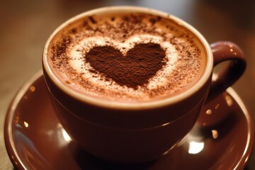 Obraz premium Cup of cappuccino with heart latte art