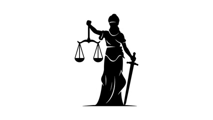 Lady justice silhouette with transparent background