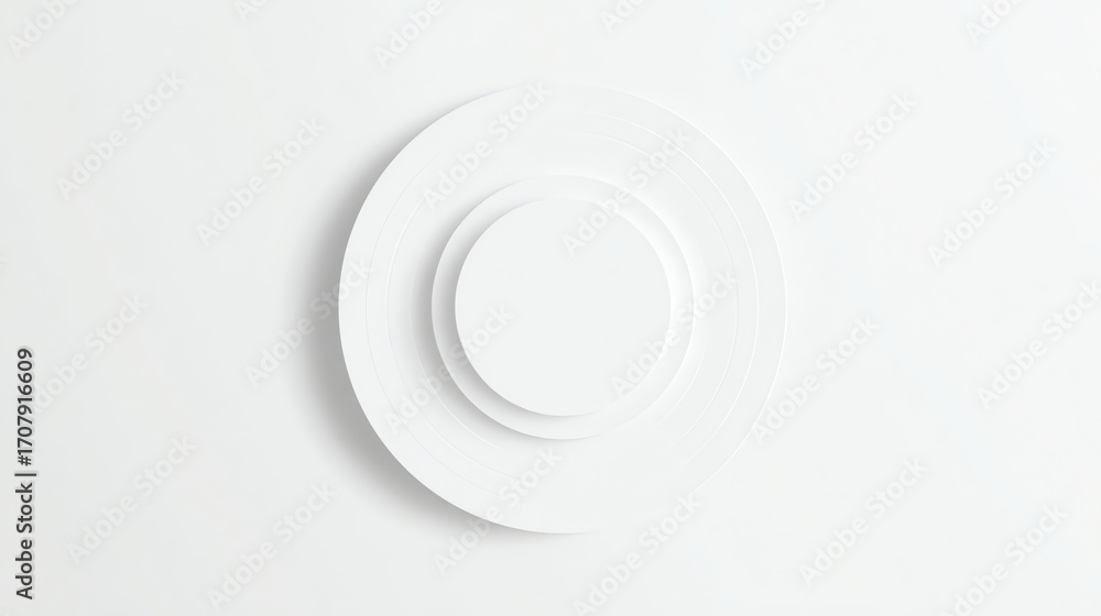 Poster minimalist white circle design with subtle shadow effect for clean background