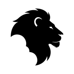 Lion head silhouette with transparent background