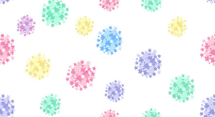 Seamless Pattern of Stylized Colorful Virus Illustrations.