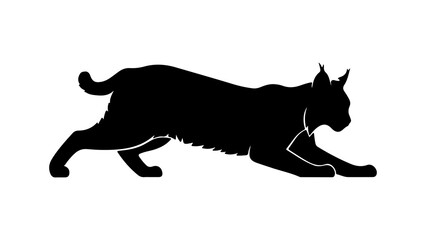 Lynx silhouette running with transparent background
