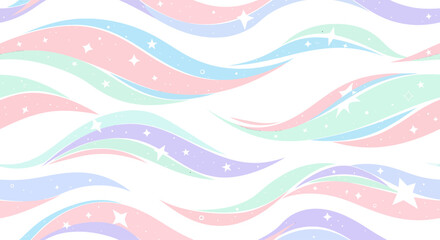 Soft Pastel Wavy Background with Magical Sparkles.
