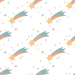 Pastel Rainbow Shooting Stars Pattern.