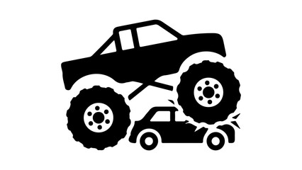 Monster truck crushing car with transparent background © Sutrisno