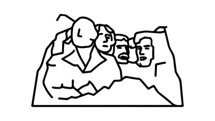 Mount Rushmore monument outline with transparent background