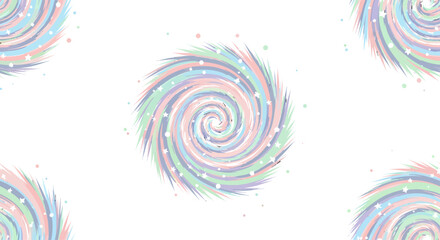Abstract pastel colored spiral with sparkling glitter dots.