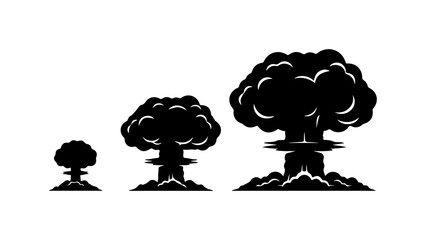 Nuclear explosions of increasing size with transparent background