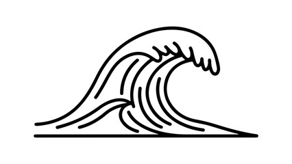 Ocean wave outline with transparent background