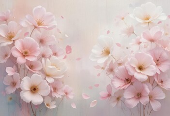 Whispering Petals  A Delicate Symphony of Botanical Beauty in an Impressionistic, Dreamlike Backdrop