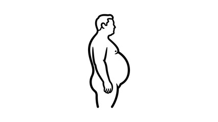 Overweight man silhouette with transparent background