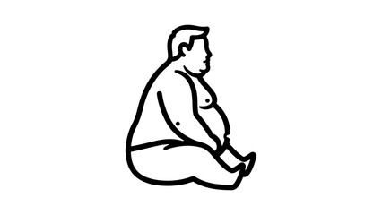 Overweight man sitting with transparent background