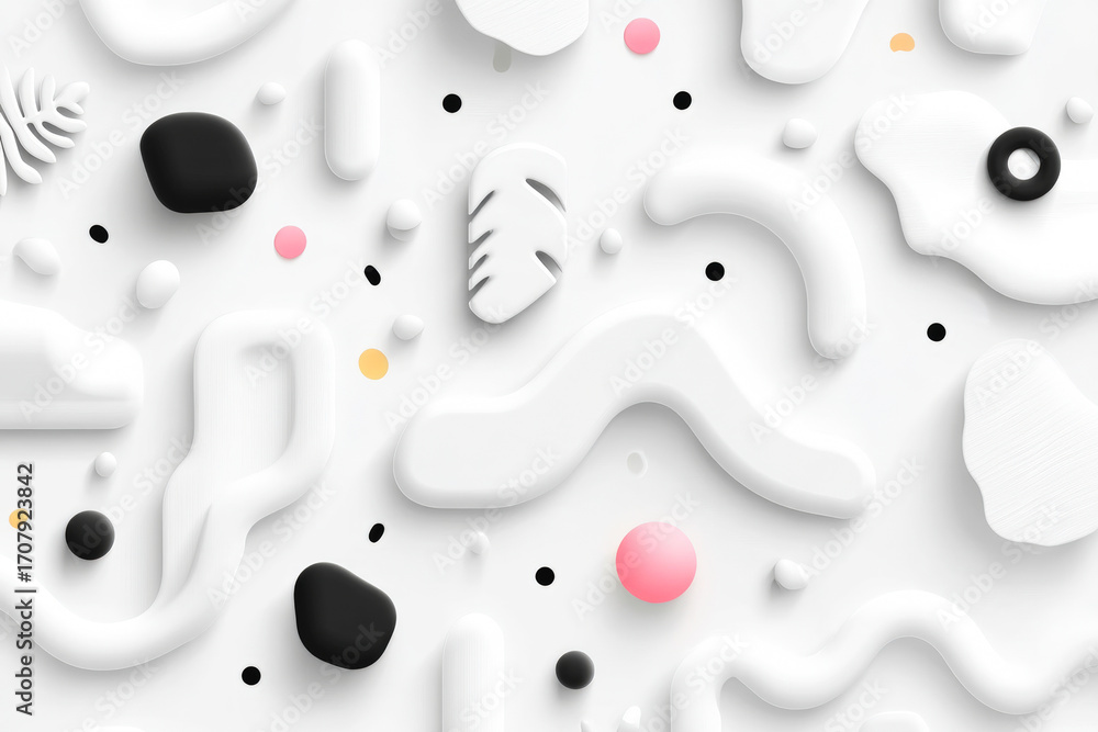 Poster a clean abstract minimalist design with sleek black contour lines and beautiful wavy shapes on a pri