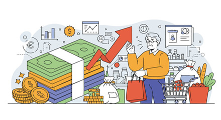 Obraz premium Navigating inflation challenges: financial strain and consumer distress