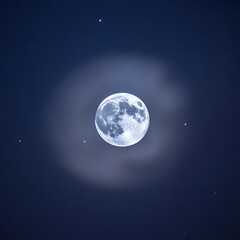 Obraz premium Full moon with halo in dark night sky