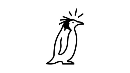 Penguin with messy hair and transparent background