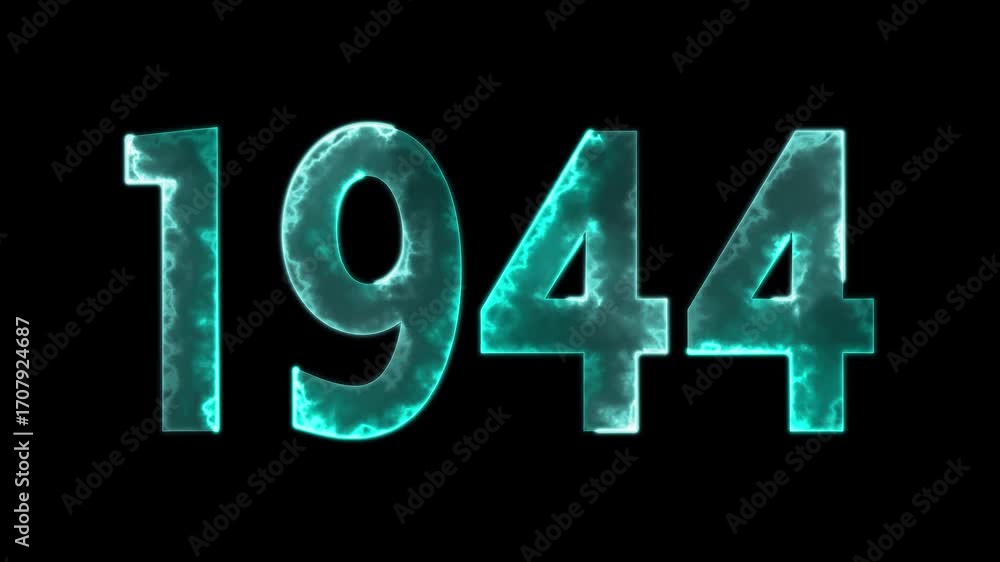 Poster 1944 neon line text animation. 1944 year text effect with neon glow. colorful 1944 typography effect