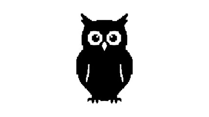 Pixel art owl with transparent background