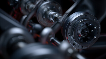 Close-up view of mechanical components in a complex industrial machine