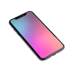 Modern smartphone angled, vibrant gradient screen